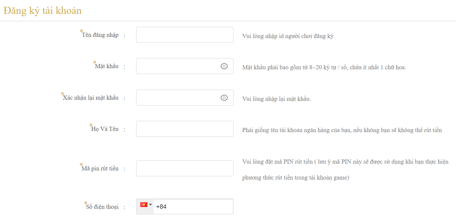 Đăng ký SV66 - Tạo tài khoản nhận ngay khuyến mãi 300k 11 Điền thông tin đăng ký tài khoản SV66